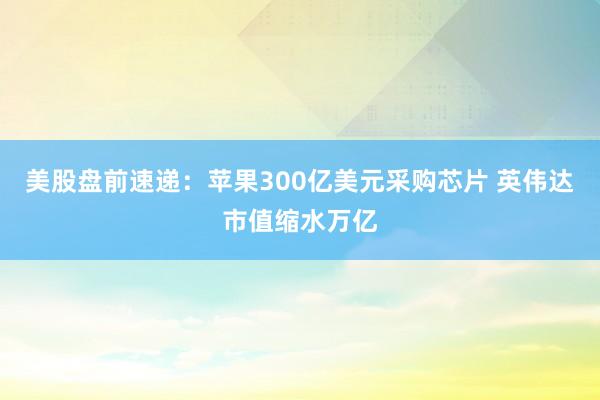 美股盘前速递：苹果300亿美元采购芯片 英伟达市值缩水万亿