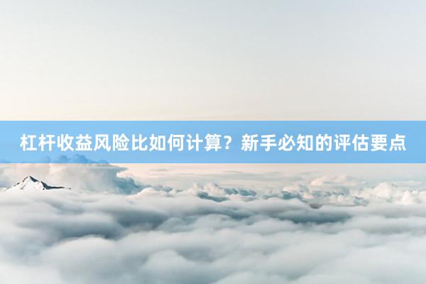 杠杆收益风险比如何计算？新手必知的评估要点