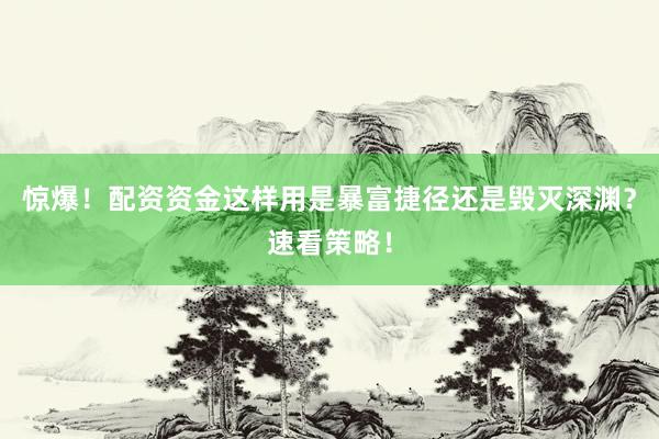 惊爆！配资资金这样用是暴富捷径还是毁灭深渊？速看策略！
