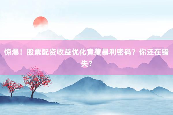 惊爆！股票配资收益优化竟藏暴利密码？你还在错失？