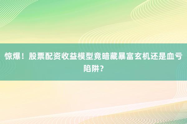 惊爆!股票配资收益模型竟暗藏暴富玄机还是血亏陷阱?